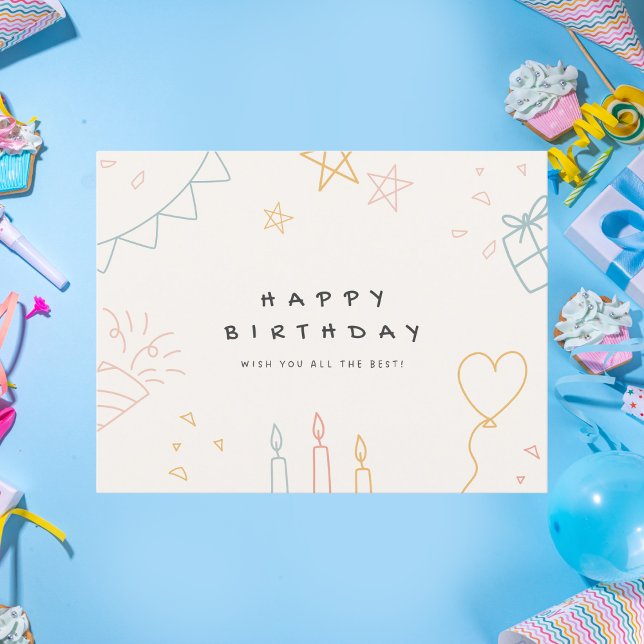 Minimalist Doodle Birthday Postcard (Creator Uploaded)