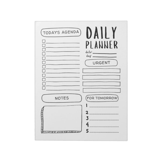 Minimalist Doodle Daily Planner Notepad (Rotated)