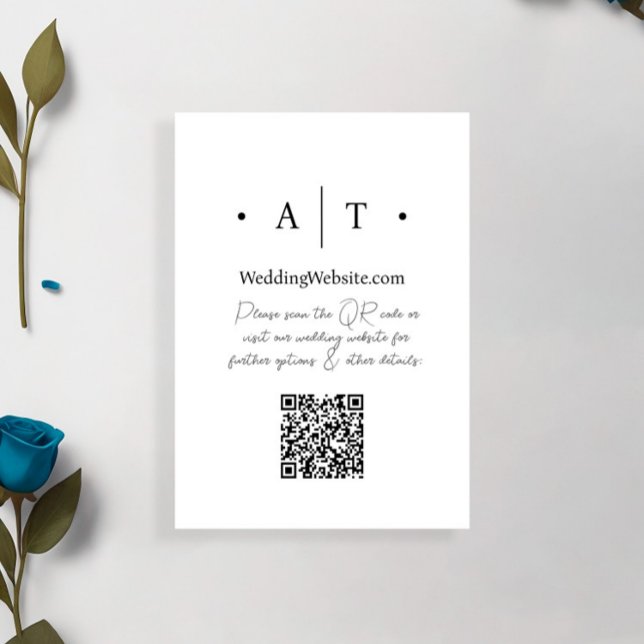 Minimalist Dotted Black & White QR Code Wedding Enclosure Card (Creator Uploaded)
