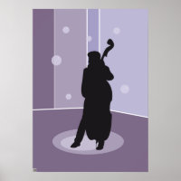Minimalist Double Bass Silhouette Music Art