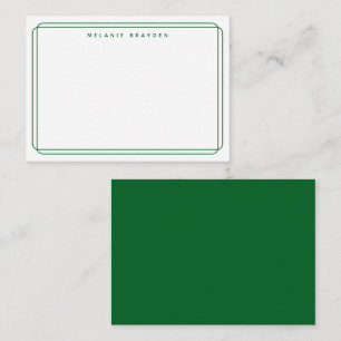 Minimalist Double Curve Forest Green Border Name Card