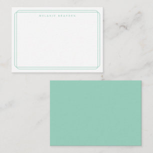 Minimalist Double Curve Light Teal Border Name Card