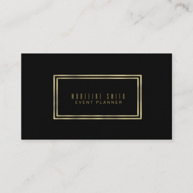 Minimalist Double Rim Gold Foil Frame Business Card (Front)