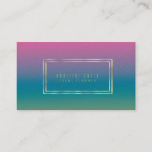 Minimalist Double Rim Gold Foil Gradient Rainbow Business Card