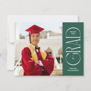 Minimalist Double Sided Photo Graduation Thank You Card
