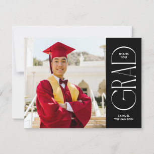 Minimalist Double Sided Photo Graduation Thank You Card