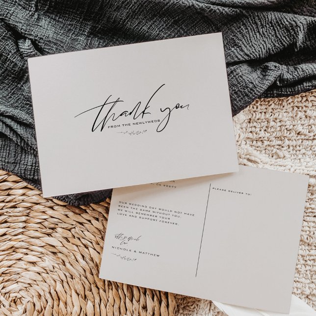 Minimalist Dove Grey Wedding Thank You  Postcard (Creator Uploaded)