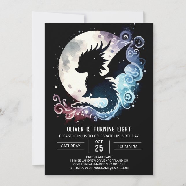Minimalist Dragon Birthday Children Invitation (Front)