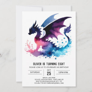 Minimalist Dragon Birthday Custom Invitation