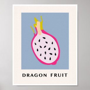 Minimalist Dragon Fruit Tropical Kitchen Art Poster
