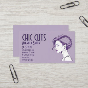Minimalist Drawing of Hair Style on Woman Business Card