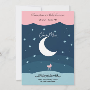 Minimalist Dreamy Moonlit Baby Shower Invitation