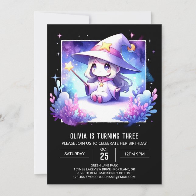 Minimalist Dreamy Wizard Birthday Invitation (Front)