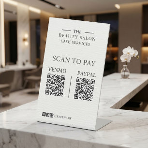 Minimalist Dual QR Code Serif Editorial · Lash Pedestal Sign