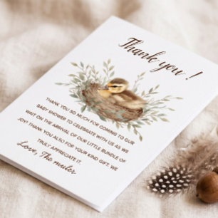 Minimalist Duckling Watercolor Baby Shower Thank Y You Card