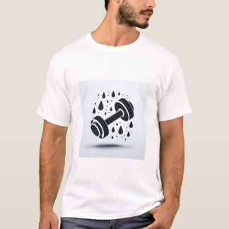 Minimalist Dumbbell and Sweat Drops Fitness Motiva T-Shirt