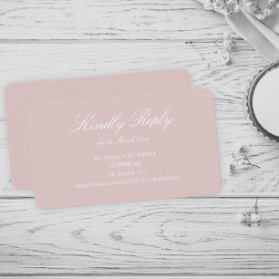 Minimalist Dusky Pink and White RSVP Enclosure Card