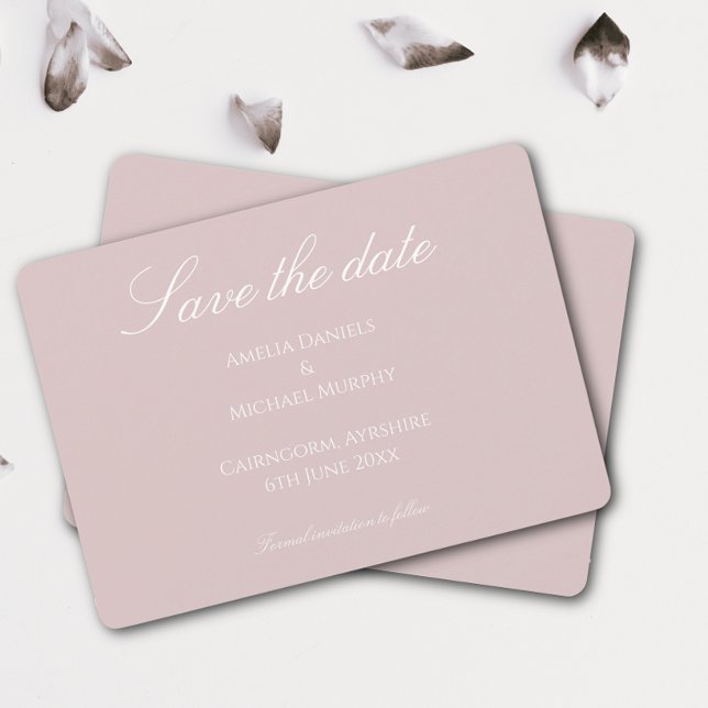 Minimalist Dusky Pink and white Save The Date (Creator Uploaded)