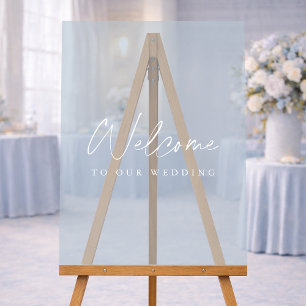 Minimalist Dusty Blue Acrylic Wedding Welcome Sign