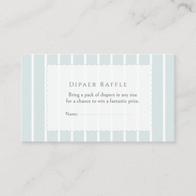 Minimalist Dusty Blue Baby Shower Diaper Raffle Enclosure Card (Front)