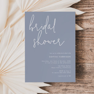Minimalist Dusty Blue Bridal Shower Invitation