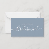 Minimalist Dusty Blue Bridesmaid Proposal Card