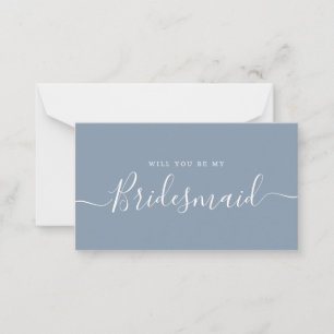 Minimalist Dusty Blue Bridesmaid Proposal Card