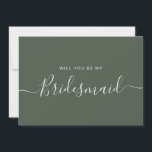 Minimalist Dusty Blue Bridesmaid Proposal Invitation<br><div class="desc">Minimalist Modern Forest Green Calligraphy Bridesmaid Proposal. Bridal party proposal card and invitation. Features trendy and stylish script font and green colour background.</div>