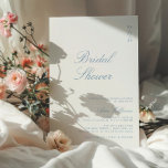 Minimalist Dusty Blue Calligraphy Bridal Shower Invitation<br><div class="desc">Elegant calligraphy dusty blue script modern bridal shower invitation.</div>