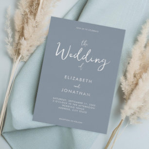 Minimalist Dusty Blue Calligraphy Wedding