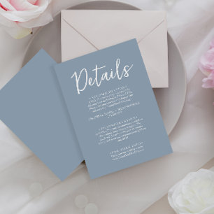 Minimalist Dusty Blue Calligraphy Wedding Details  Enclosure Card