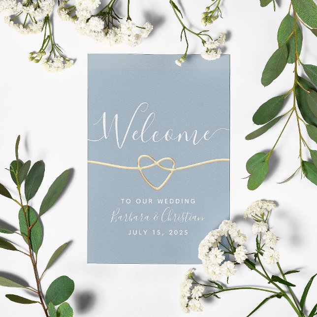 Minimalist Dusty Blue Calligraphy Wedding Welcome Poster (Creator Uploaded)