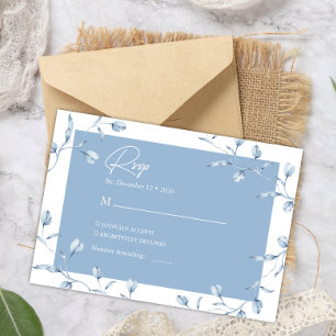 Minimalist Dusty Blue Chinoiserie Floral Wedding Enclosure Card
