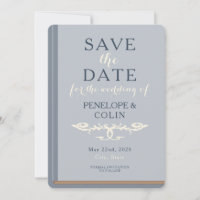 Minimalist Dusty Blue Cream Library Book