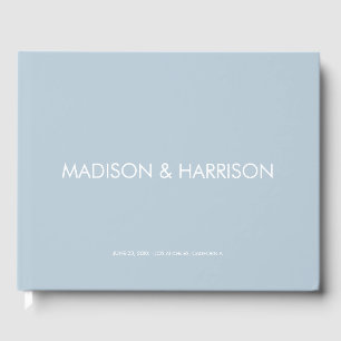 Minimalist dusty blue custom simple Wedding Guest Book