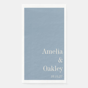 Minimalist Dusty Blue Elegant Wedding Custom Napkin