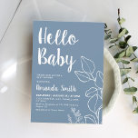 Minimalist Dusty Blue Eucalyptus Baby Shower  Invitation<br><div class="desc">Simple and beautiful sage green,  gender neutral botanical baby shower invitation. Customisable!</div>