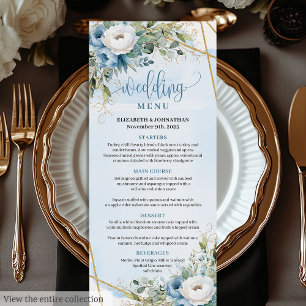 Minimalist Dusty Blue Eucalyptus Wedding Menu