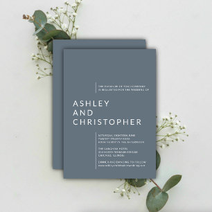 Minimalist Dusty Blue Isolated Names Wedding Invitation