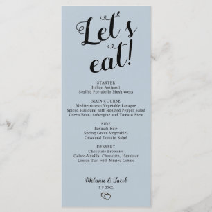 Minimalist Dusty Blue Let's Eat Menu 