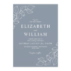 Minimalist Dusty Blue Line Art Botanical Wedding