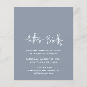 Minimalist Dusty Blue Modern Budget Wedding Invite
