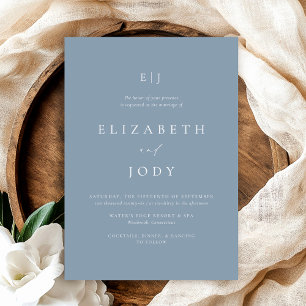 Minimalist Dusty Blue Modern Elegant Wedding  Invitation