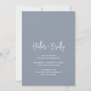 Minimalist Dusty Blue Modern Engagement Party Invitation