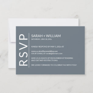 Minimalist Dusty Blue Modern RSVP Card