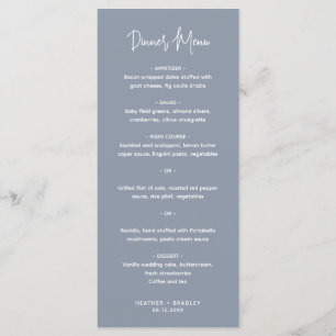 Minimalist Dusty Blue Modern Wedding Menu