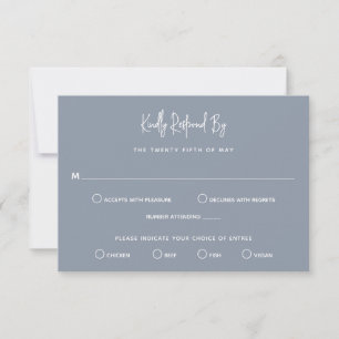Minimalist Dusty Blue Modern Wedding RSVP Card