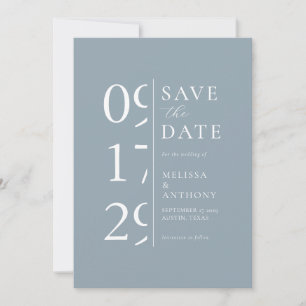 Minimalist Dusty Blue Modern Wedding Save The Date