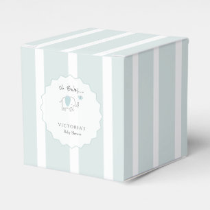 Minimalist Dusty Blue Oh Baby Elephant Baby Shower Favour Box