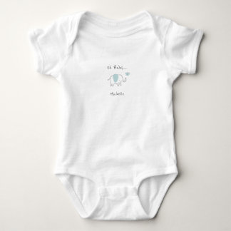 Minimalist Dusty Blue Oh Baby Elephant  Bodysuit